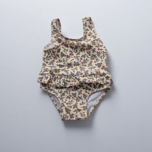 Rylee + Cru Floral Baby Swimsuit With Peplum Ruffle Size 0-3 Months